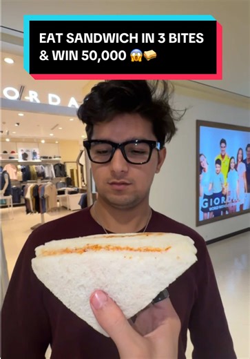 ‏EAT SANDWICH IN 3 BITE & WIN 50,000$ 😱🥪 #challenge #money #sandwich