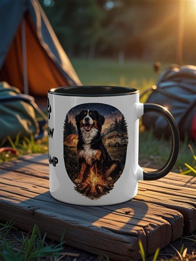 Camping Bernese Mountain Dog Mug “paws & Campfires” – Your Cozy Companion by the Campfire! Gift for Bernese Mountain Dog Fans. - Etsy