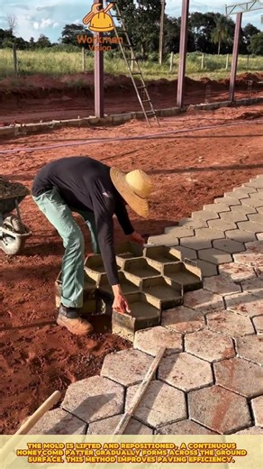 Installing Hexagonal Concrete Pavers Using Precision Mold for Uniform Pavement Pattern
