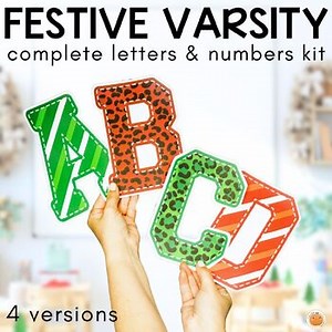 Christmas Varsity Lettering Kit | A-Z Bulletin Board Letters & Numbers