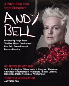 2K views · 11 reactions | Don’t miss Erasure’s Andy Bell live at Glasgow Royal Concert Hall on Tuesday 6 May 2025. Book tickets at https://www.glasgowlife.org.uk/event/1/andy-bell?utm_source=Organic+Socials+GRCH&utm_campaign=Andy+Bell+general+post&utm_id=Andy+Bell&utm_content=Andy+Bell+animated+artwork | The Glasgow Royal Concert Hall | Facebook
