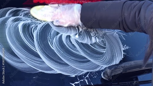 woman washing the rear window of the car trunk from limescale. car care, window washing