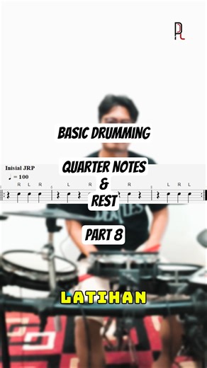 Basic Drumming Part 8 : Quarter Notes & Rest di Snare Drum #drums #drumnotation #drumlesson #drum