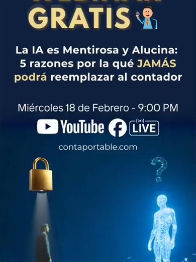 Como contador actualizado, ya usas IA para ganar tiempo. Pero no confíes a ciegas: la tecnología alucina 🤖⚠️ Delegar la carga operativa te permite hacer consultoría de alto valor, pero recuerda: la IA no tiene ética, tú sí ⚖️ HOY | 9:00 PM Descubre por qué tu criterio es el pilar que ninguna máquina puede replicar 🚀 Aún estás a tiempo de inscribirte. Búscanos en YouTube como: Contaportable y regístrate para el en vivo #tuportalderecursoscontables #contaportable #Pyconta #elsalvador #Contabilid
