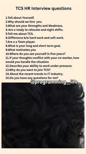 Nithin kumar on Instagram: "Most Frequently Asked TCS HR Interview Questions!"