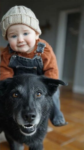 Baby riding a dog #funny #cute #adventure #love