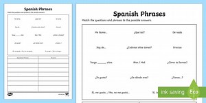 Spanish Common Questions and Answers Matching Worksheet