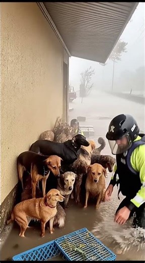 💔🥺Helpless Dogs Trapped in Floodwaters #shorts #dogrescue #puppy