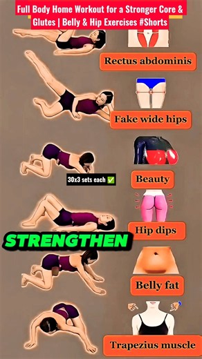Full Body Home Workout for a Stronger Core & Glutes | Belly & Hip Exercises #Shorts