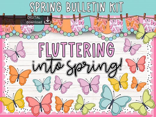 Spring Bulletin Board | Spring Classroom Decor | Butterfly Bulletin Board | Cute Classroom Decor | April May Bulletin Board |pre-k - Etsy