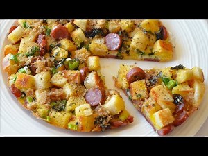 Just 5 minutes! No Oven! Make Chinese cheese-free pizza. Egg & Steamed Bread Pizza.