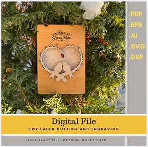 Carte de voeux de mariage découpée au laser SVG | Porte-cartes en bois (4 modèles) (téléchargement numérique) - Etsy France