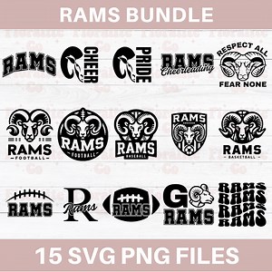 Rams Mascot Bundle SVG, Rams School Spirit Svg, Rams Cheerleading Svg, Rams Football Team Gear, Rams Fan Svg, Cricut, Silhouette - Etsy
