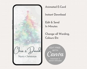 Digital E-christmas Card, Download, Edit & Send in Minutes! Animated Xmas Ecard to Send via Text, Whatsapp Etc | Christmas E Card - 056X - Etsy Australia