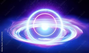 Pulsing ring animation with a soft halo of light that expands and contracts, creating a calming rhythmic motion.