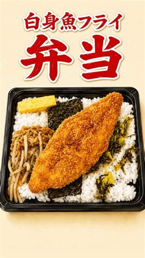 白身魚フライ弁当／主役がデカすぎる