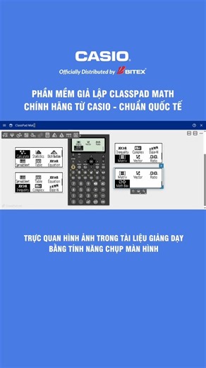 Mỗi ngày một bước tiến cùng ClassPad Math 👉 Trực quan hình ảnh trong tài liệu giảng dạy bằng tính năng chụp màn hình Được phát triển bởi Casio Nhật Bản – thương hiệu máy tính học sinh được tin dùng số 1 tại Việt Nam, phần mềm ClassPad Math không chỉ là một phần mềm giả lập máy tính, mà là một không gian hỗ trợ học tập & giảng dạy số hóa, hoàn toàn miễn phí, hỗ trợ mạnh mẽ cho giáo viên trong thời đại chuyển đổi số. ClassPad Math giả lập được cả 2 dòng máy tính fx-880BTG và fx-580VN X. 🏆 Các gi