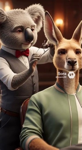 Koala Barber Trims Kangaroo Client