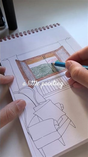a little painting #colouredpencil #paintings #drawingprocess #cosyhome #creativehobbies