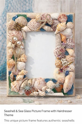 Coastal Seashell & Sea Glass Hairdresser Picture Frame – Handmade Beach Decor - Etsy