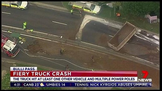 Bulli Pass: There has been a fiery crash, a truck is understood to have been travelling south on the Princes Motorway when it lost control hitting at least one car and multiple power poles. Fortunately all drivers are all out safely. www.7plus.com.au/news #BulliPass #7NEWS | 7NEWS Sydney