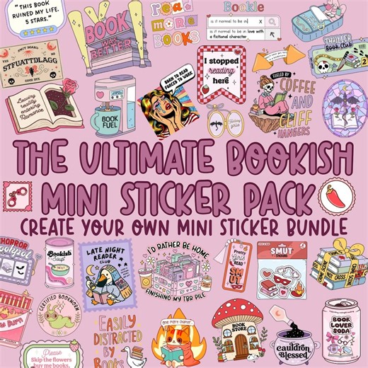 Bookish Bookworm Mini Stickers Create Your Own Sticker Pack Tiny 1 Inch Stickers Book Lover Book Club Stickers Book Genre Book Trope Sticker - Etsy