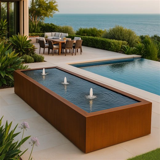 Modern Custom Corten Steel Infinity Edge Water Feature –3 Pumps, LED Lights,delivery Included | Call 858-842-7100 | Valyrian Designs Quality - Etsy UK