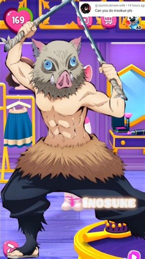 Inosuke Hashibira Cosplay in My Talking Angela 2! #inosuke #demonslayer #angela2 #anime