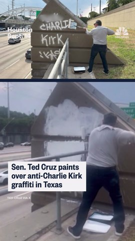 Sen. Ted Cruz paints over anti-Charlie Kirk graffiti