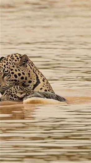 Cheetah Mom & Cub Swimming in the River! 🐆🌊 (Rare Footage)