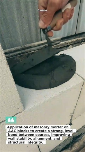 Perfect Mortar Application on AAC Blocks! #construction #masonry #engineering