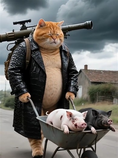 **Fat Orange Cat Meets Love And Pigs Together Unexpectedly 😹🐱💖🐷✨ | #orangecat #funny #animation**