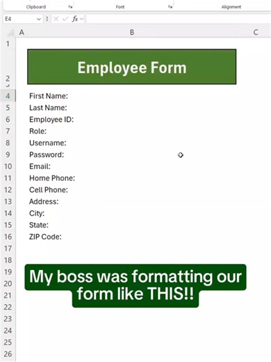 How to format form like a PRO in excel #ExcelHack #MindBlown