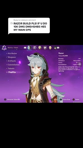 Razor Main DPS Build Guide for Genshin Impact | Beginner's Tips