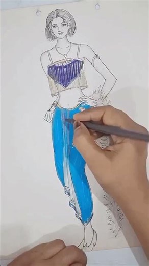 Easy pencil sketch of a girl 🥰✏️| beautiful dress design for beginners 💃 #art #shorts #ytshorts