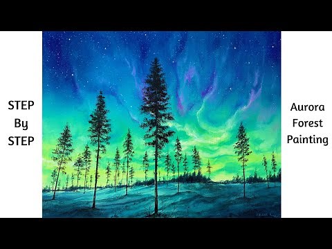 Aurora Forest STEP by STEP Acrylic Painting Tutorial (ColorByFeliks)