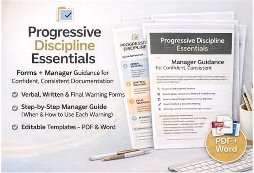 Progressive Discipline Forms   Manager Guide | Verbal, Written & Final Warning Templates | Editable HR Documentation - Etsy