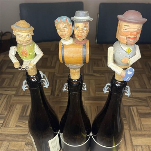 Vintage Bottle Stoppers Hand-carved Wood Cork Mechanical All 3 Articulate Italy - Etsy