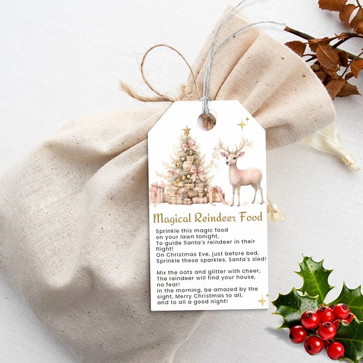 Reindeer Food Printable Pdf Magic Reindeer Food Tag Label for Kids Christmas Eve DIY Activity Children School Party Favor Instant Download - Etsy