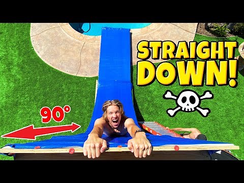 Build GIANT Straight Down Drop WATER SLIDE in 1 Day! *INSANE*