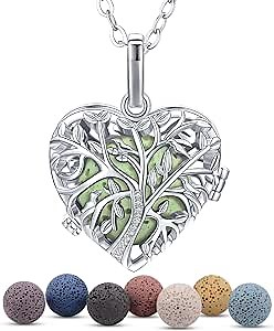 INFUSEU Heart Aromatherapy Essential Oil Diffuser Necklace for Women Teen Girls Irish Celtic Love Eternity Knot Jewelry with 7 Lava Rock Stones
