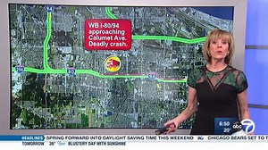 Terrible situation in #NWIndiana - deadly crash on WB I-80/94 before Calumet Ave has traffic stacked up back to I-65! Could be an hour or more until things are cleared. #Detour #StaySafe | Roz Varon ABC7
