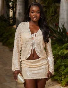 South Beach sequin mini beach skirt in cream | ASOS