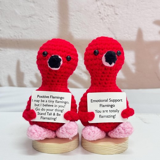 Adorable Crochet Flamingo With Positive Quotes,emotional Support Flamingo,positive Flamingo,amigurumi Flamingo,mother's Day Gift Ideas - Etsy
