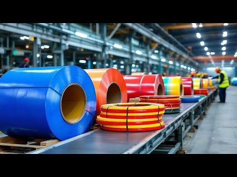 On-site video of the color-coated steel production line‪@Shanghai-Metallurgy-Group‬