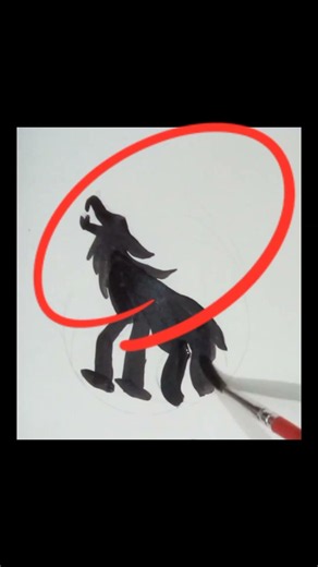 🐺 Easy Wolf Drawing with Circle Trick 🎨 | Amazing Silhouette Art #shorts