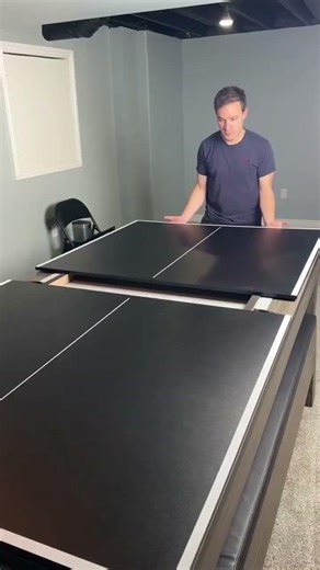 A full-size foldable pool table that storesflat - complete set included 🎱🏠Comment POOL to see