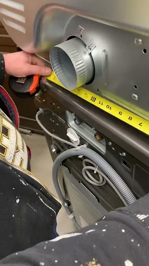 2021 model year LG stacked washer and dryer vent rough in plumbing of the exhaust duct 12 and 1/4