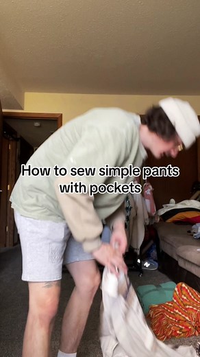 How to sew a simple pair of pants #sewing #sewingideas #diy #upcycle #upcycling #upcycledfashion #mensfashion #womensfashion #sustainablefashion #sustainable #thrift #fashion #fashiontiktok #streetwearstyle #thrifting #thrifted #sew #sustainabilitytiktok #sustainability #fyp #viral #trending #xybca