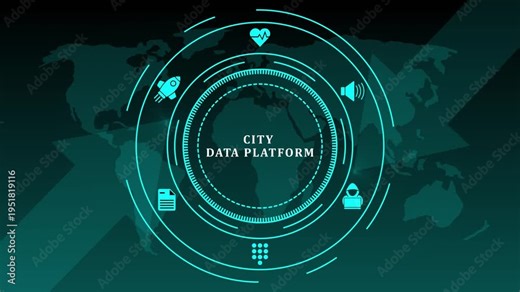 City data platform cocept. The platform enables smart city planning, public safety management. Provide insights into urban infrastructure and services, allowing cities to identify areas of improvement